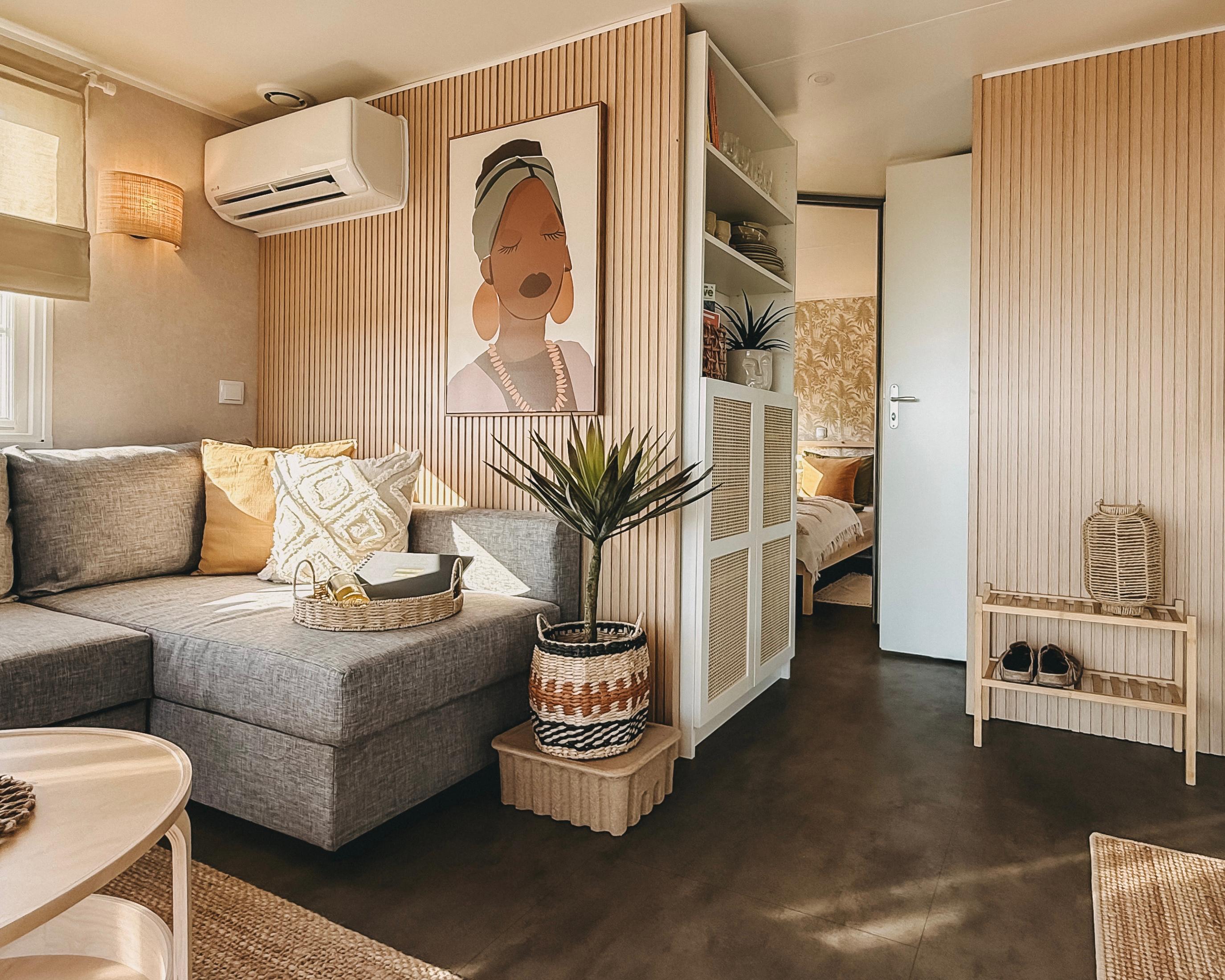 Casita Tima — living area with sofa bed